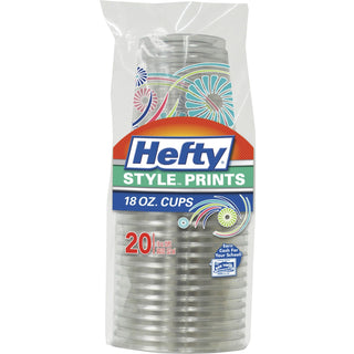 Hefty® Plastic Cups, Style Prints, Cold, 18 oz., 20/PK, Clear (RFPC21651)