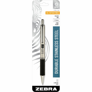 Zebra® Retractable Pen, 0.5mm Fine Point, Gel Ink, Black (ZEB49211)