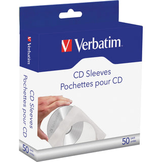 Verbatim® Paper Sleeves, f/CD/DVD, Clear Window, 50/PK, White (VER70126)