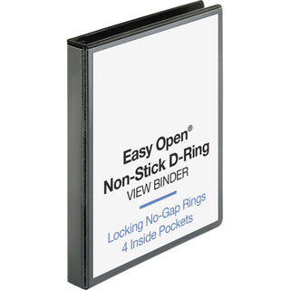 Business Source View Binder, Locking D-Ring, 1" Capacity, Letter, Black (BSN26956)