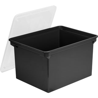 Storex Tote with Comfort Edges, Legal/Letter, 13.9" x 18.3" x 10.6", Black, 4/Carton (STX61528U04CCT)