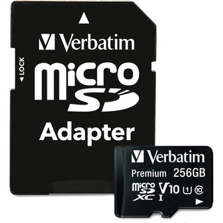 Verbatim® Memory Card, w/Adapter, microSDXC, 100MB/s Read, 256GB, Black (VER70364)