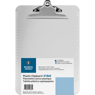 Business Source Clipboard, Plastic, w/Spring Clip, Ruler, 9"x12", Clear (BSN01860)