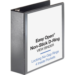 Business Source View Binder, Locking D-Ring, 3" Capacity, Letter, Black (BSN26962)