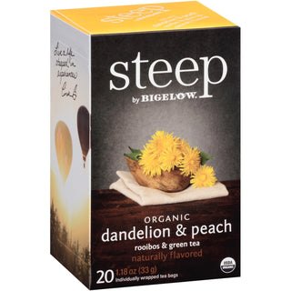 Bigelow® steep Tea, Dandelion & Peach, 1.18 oz Tea Bag, 20/Box (BTC17715)
