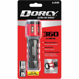 DORCY® Flashlight, 360 Lumen, 1-1/2"Wx1-1/2"Lx5-1/10"H, Black/Red (DCY414347)