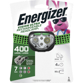Energizer® Headlamp, LED, Rechargeable, 400 Lumens, 80m, Black (EVEENHDFRLP)