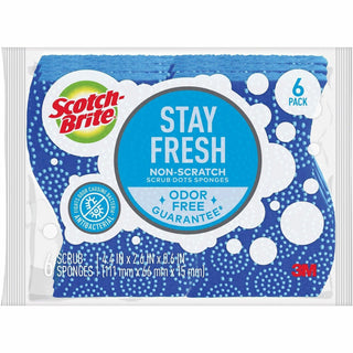 Scotch-Brite® Scrub Dots Non-Scratch Sponge, 4.8", x 6.5" x 2.5" Depth, 24/Carton, Blue (MMM203064CT)
