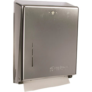 San Jamar® Multifold Paper Towel Dispenser, C Fold, Multifold Dispenser, 500 x Towel Multifold, 300 x Towel C Fold, 14.8", x 11.4" x 4" Depth, Stainless Steel, Chrome (SJMT1900XCCT)