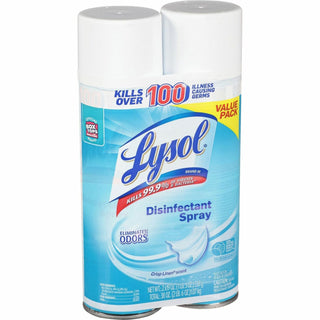 LYSOL® Brand Linen Disinfectant Spray, Ready-To-Use Spray, Crisp Linen Scent, 2/Pack, Clear (RAC99608)