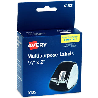 Avery® Address Labels, Adhesive, 3/4"X2" , 500/Bx, White (AVE04182)