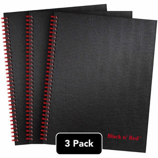 Black n' Red™ Notebook, Double-Wire, 8-1/2"Wx1-7/10"Lx12"H, 3/Pk, Bk/R (JDK400123488)