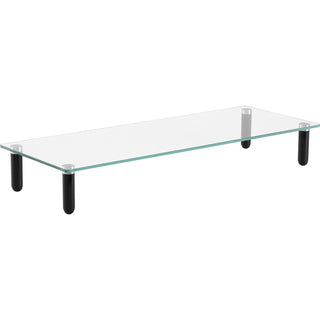 Lorell 4-leg Single Shelf Glass Monitor Stand, 44 lb Load Capacity, 1 x Shelf(ves), 3", x 22" x 8.3" Depth, Desktop, Glass, Clear, Black (LLR99533)