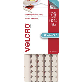 VELCRO® Mounting Tape, Removable, Circles, 5/8" , 195/Pk, We (VEK30173)