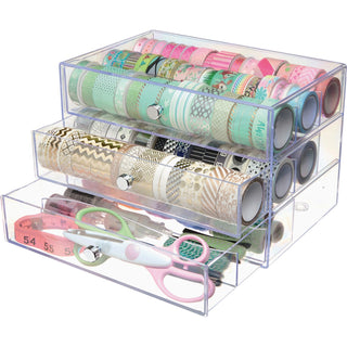 deflecto® Organizer, 3-Drawer, 10"Wx6-4/5"Dx7"H, Clear (DEF350901CR)