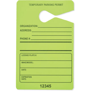 Tatco Parking Permit, Temporary, 3-1/2"Wx5-1/2"H, 50/Pk, Flgn (TCO21600)