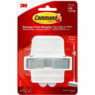 Command™ Broom Grippers, 4 lb (1.81 kg) Capacity, for Broom, Plastic, White, Clear, Gray, 6/Bag (MMM17007ESBG)