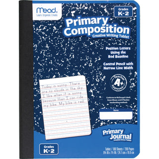 Mead® Primary K-2 Creative Story Journal, 100 Sheets, 200 Pages, Printed, Book Bound, 7 1/2" x 9 1/2", Durable Cover, Manuscript Alphabet, 1Each (MEA09902)