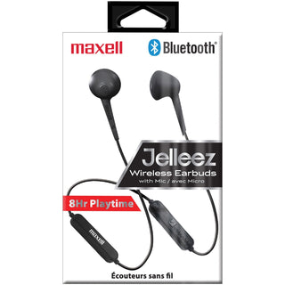Maxell® JELLEEZ WRLS BT EARBUD BLK 8HR PLAY MIC SOFT RUBBER FIT (MAX198018)