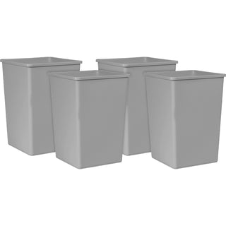 Rubbermaid® Commercial Untouchable 35-gallon Container, 35 gal Capacity, Square, Crack Resistant, Durable, Linear Low-Density Polyethylene (LLDPE), Gray, 4/Carton (RCP3958GYCT)