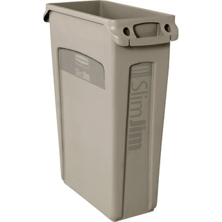 Rubbermaid® Commercial Slim Jim Vented Container, 23 gal Capacity, Rectangular, Durable, Handle, 30", x 11" x 22" Depth, Beige, 4/Carton (RCP354060BGCT)