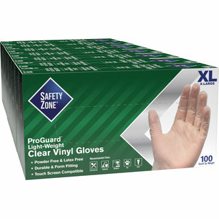 Safety Zone® Powder Free Clear Vinyl Gloves, Hand Protection, X-Large, 1000/Carton, 9.25" Glove Length (SZNGVP9XLHHCT)