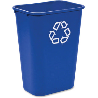 Rubbermaid® Commercial Deskside Recycling Container, 10.31 gal Capacity, Sturdy, 15.3", x 20" x 10" Depth, Plastic, Blue, 12/Carton (RCP295773BLUECT)