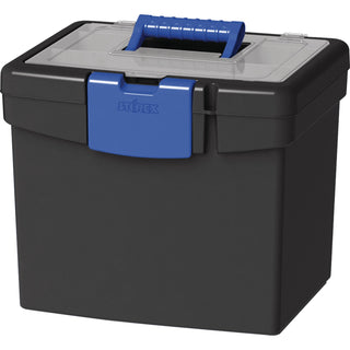 Storex File Storage Box with XL Storage Lid - Black, Blue (STX61415B02C)