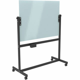 U Brands Magnetic Glass Dry Erase Board Rolling Easel, 35" x 47", Frosted White Tempered Glass Surface (UBR2368U0001)