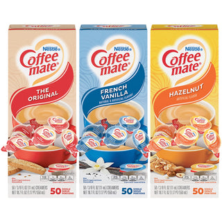 Coffee mate® Variety Pack, Gluten-Free Liquid Coffee Creamer, Original, Hazelnut, French Vanilla Flavor, 150/Carton, 150 Serving (NES46193)
