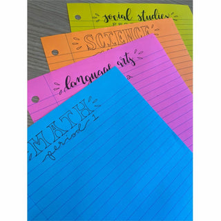 Astrobrights Filler Paper, 100 Sheets, Wide Ruled Front Ruling, 3 Hole(s), 24 lb Basis Weight, 8" x 10 1/2" Sheet Size, Assorted Color Paper, 100/Pack (WAU2591001)