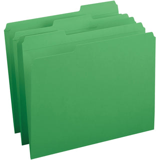 Business Source Folder, 1/3-Cut Tab, 10-1/5"x12-1/5"x3-2/5" , 100/BX, Green (BSN03174)