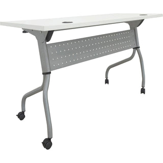 Lorell White Laminate Flip Top Training Table, White Top, Silver Base, 4 Legs, 29.50" x 23.60" Table Top Width, 48" Height, Assembly Required (LLR60745) (LLR60745)