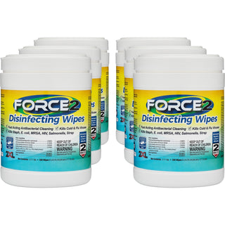 2XL FORCE2 Disinfecting Wipes, Ready-To-Use Wipe6" x 6.75" Length, 220/Can, 6 Cans/Carton, White (TXL407CT)