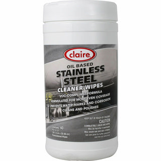Claire® Stainless Steel Wipe, Ready-To-Use Wipe, Citrus Scent, 9.50" Width x 12" Length, 40/Tub (CGCCL993)