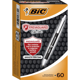 BIC® Pen, Retractable, Antimicrobial, Medium, 60/BX, Black (BICCSAP60ECBK)