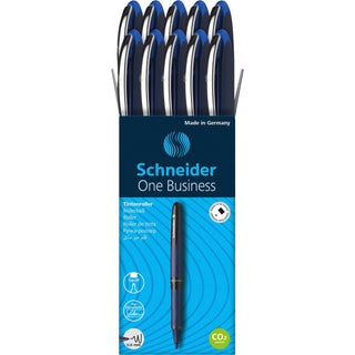 Schneider® One Business Stick Roller Ball Pen, 0.6 mm, Blue Ink/Barrel, 10/Box (RED183003)