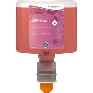SC Johnson TF Refill Refresh Rose Foam Handwash - Rose Scent - 40.6 fl oz (1200 mL) - Cartridge Dispenser - Dirt Remover, Kill Germs - Skin, Washroom, Hand - Pink - Anti-irritant - 3 / Carton (SJNRFW120TF)