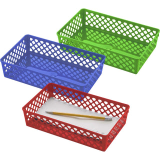 Officemate Large Supply Basket, Assorted Colors, 3/PK - 2.4", x 10.6" x 6.1" Depth (OIC26208)