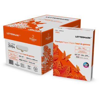 Lettermark™ Premium Inkjet, Laser Copy & Multipurpose Paper - White - 96 Brightness - Letter - 8 1/2" x 11" - 20 lb Basis Weight - 75 g/m&#178; Grammage - 5000 / Carton (DMR3984)