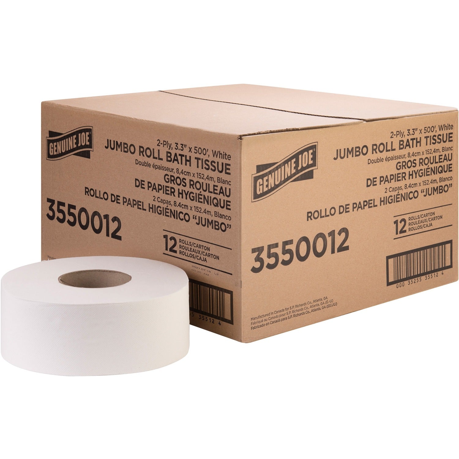 Genuine Joe Jumbo Jr Dispenser Bath Tissue Roll - 2 Ply - 3.30 Genuine Joe Jumbo Jr Dispenser Bath Tissue Roll - 2 Ply - 3.30