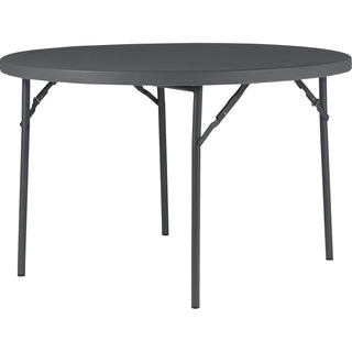 Dorel Zown Commercial Round Blow Mold Fold Table - Round Top - 4 Legs x 48" Table Top Diameter - 29.30", - Gray (CSC60533SGY1E)