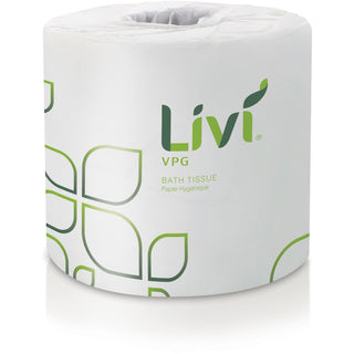 Livi VPG Bath Tissue - 2 Ply - 400 Sheets/Roll - White - Fiber - For Lodging, Office Building, Restaurant, Hospitality - 96 Rolls Per Carton - 96 / Carton (SOL21722)