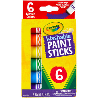 Crayola® Washable Paint Sticks - 6 / Pack - Red, Orange, Yellow, Blue, Green, Purple (CYO546207)