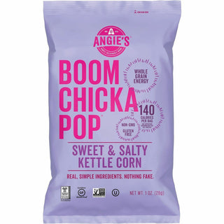 Angie's BOOMCHICKAPOP Popcorn - Gluten-free, Non-GMO - Sweet and Salty, Kettle Corn - 1 oz - 24 / Carton (CNGSN01213)
