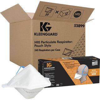 KleenGuard™ N95 Pouch Respirator - Recommended for: Face - Comfortable, Breathable, Adjustable Nose-piece, Lightweight, Foldable, Head Strap, Particle Filtration Efficiency (PFE) - Regular Size - 12 / Carton (KCC53899CT)