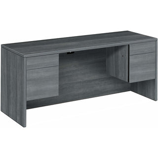 HON® Kneespace w/Credenza, B/F, 60"x24"x29-1/2" , Sterling Ash (HON10565LS1)