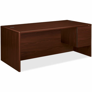 HON® 10700 Series Single 3/4 Right Pedestal Desk, 72w x 36d x 29.5h, Mahogany (HON10785RNN)