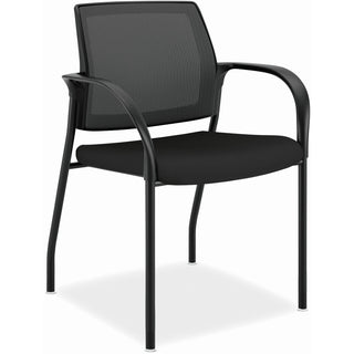 HON® Stacking Chair with Glides, 25" x 21-3/4" x 33-1/2", Centurion Black (HONIS108IMCU10)