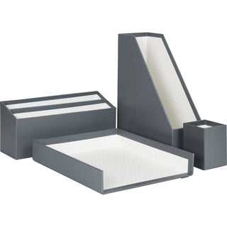 U Brands 4 Piece Desk Organization Kit, Gray & Dots - Desktop - Sturdy, Lightweight - Gray (UBR3204U0002)